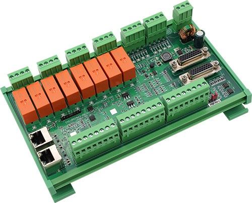 EtherCAT 24-Point Input / 16-Point Output (8 Relay & 8 Transistor) / 2-Axis Control IO Motion Module ESC-I24O16A2-R8-V1
